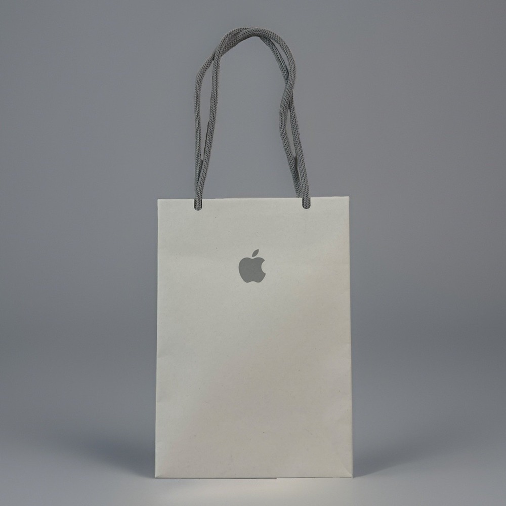 Genuine Apple Store Logo Paper Bag Shopping Gift Bag Tote White 8.5 x 6in iPhone